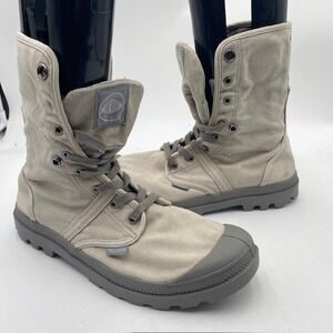 Palladium Pampa Hi Canvas Combat Boots Mens 12 dune Beige Lug Sole 02478-066-M
